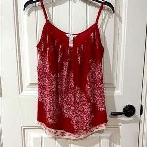 CAbi Red and White Sleeveless Camisole Top